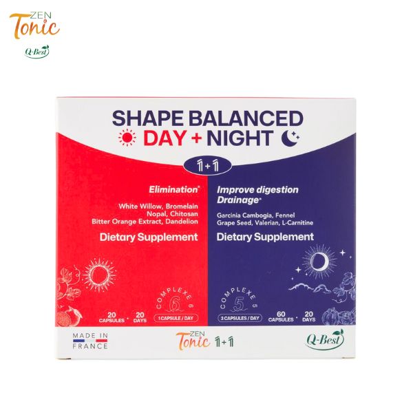 Zen&Tonic Shape Balanced Day + Night | 24/7 Dual-Action Appetite Control & Detox | Plant-Based Wellness