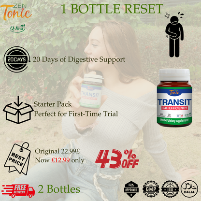 Zen&Tonic Transit Detox: 20-Day Digestive & Skin Nourishment All-Natural | 40 Capsules | Made in France