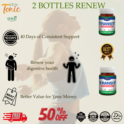 Zen&Tonic Transit Detox: 20-Day Digestive & Skin Nourishment All-Natural | 40 Capsules | Made in France